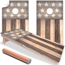Brown Distressed US American Flag Cornhole Board Wraps and Decals Vinyl Sticker