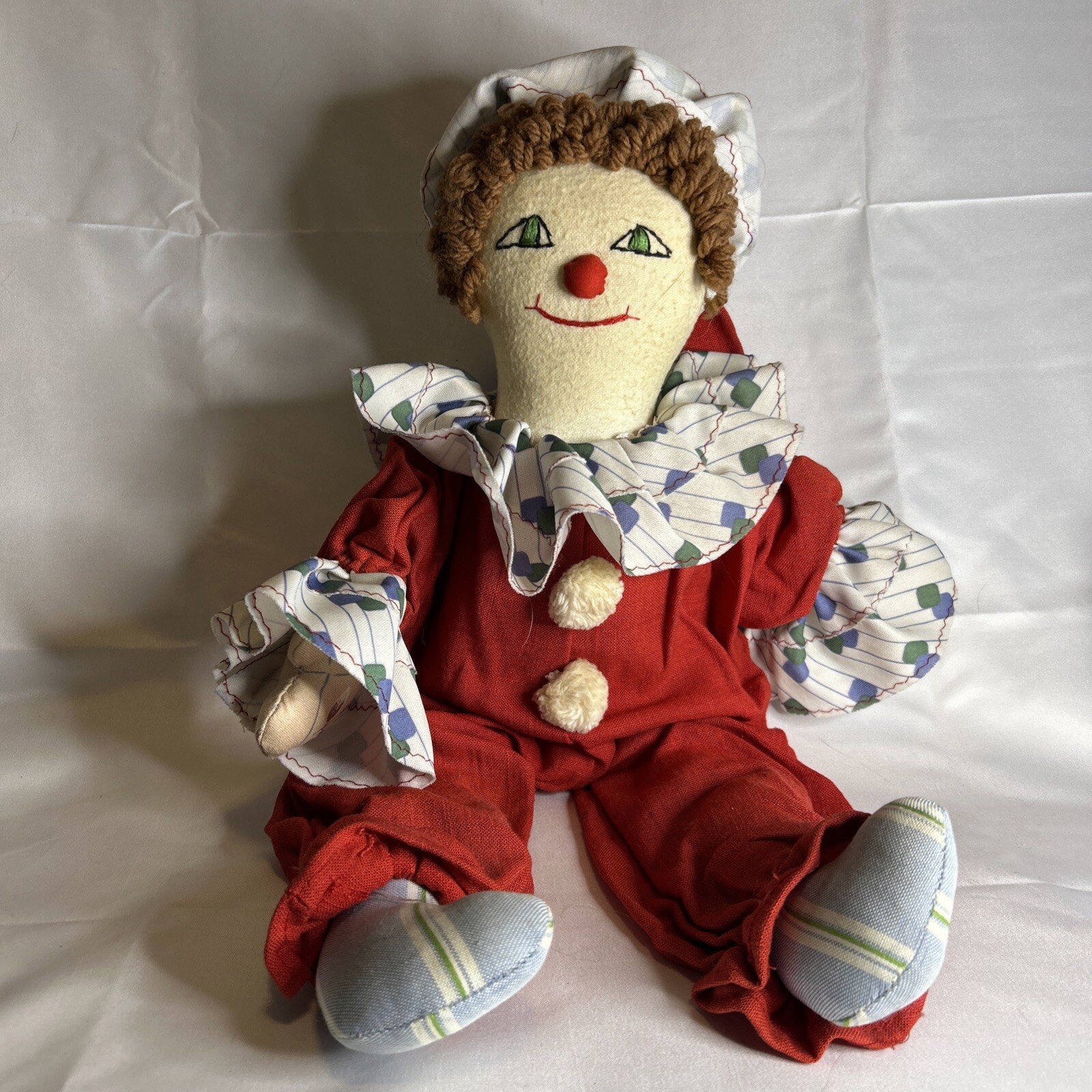 Vintage Handmade Folk Art Cloth Clown Doll 18