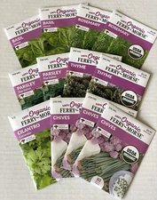 Ferry Morse Lot of 12 Pks Herb Seeds Basil Rosemary Parsley Thyme Chives Cilantr