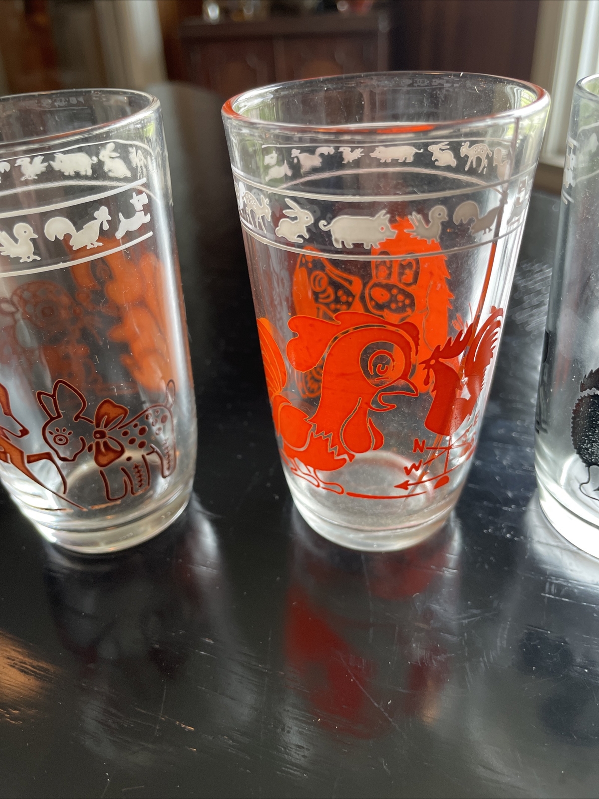 Lot 4 Vintage 1950s Hazel Atlas Kraft Swanky Swigs Colorful Animal