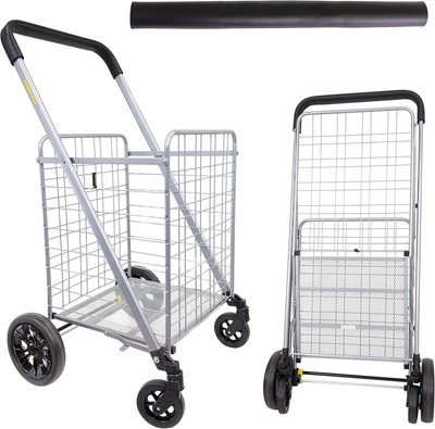 Cruiser Cart Deluxe 2 Shopping Handle Grocery Rolling Folding Utility Trolley