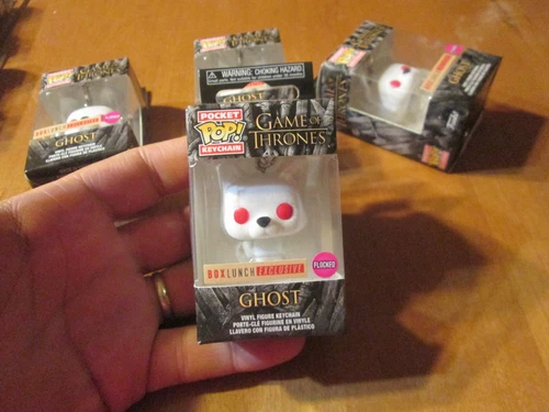 FUNKO POP POCKET KEYCHAIN GAME OF THRONES GHOST FLOCKED BOX LUNCH