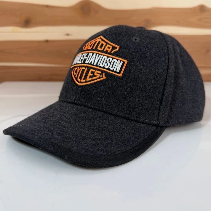 Harley Davidson Wool Blend Baseball Cap w/ Classic Bar&Shield Logo Orange Black - Image 2 of 4