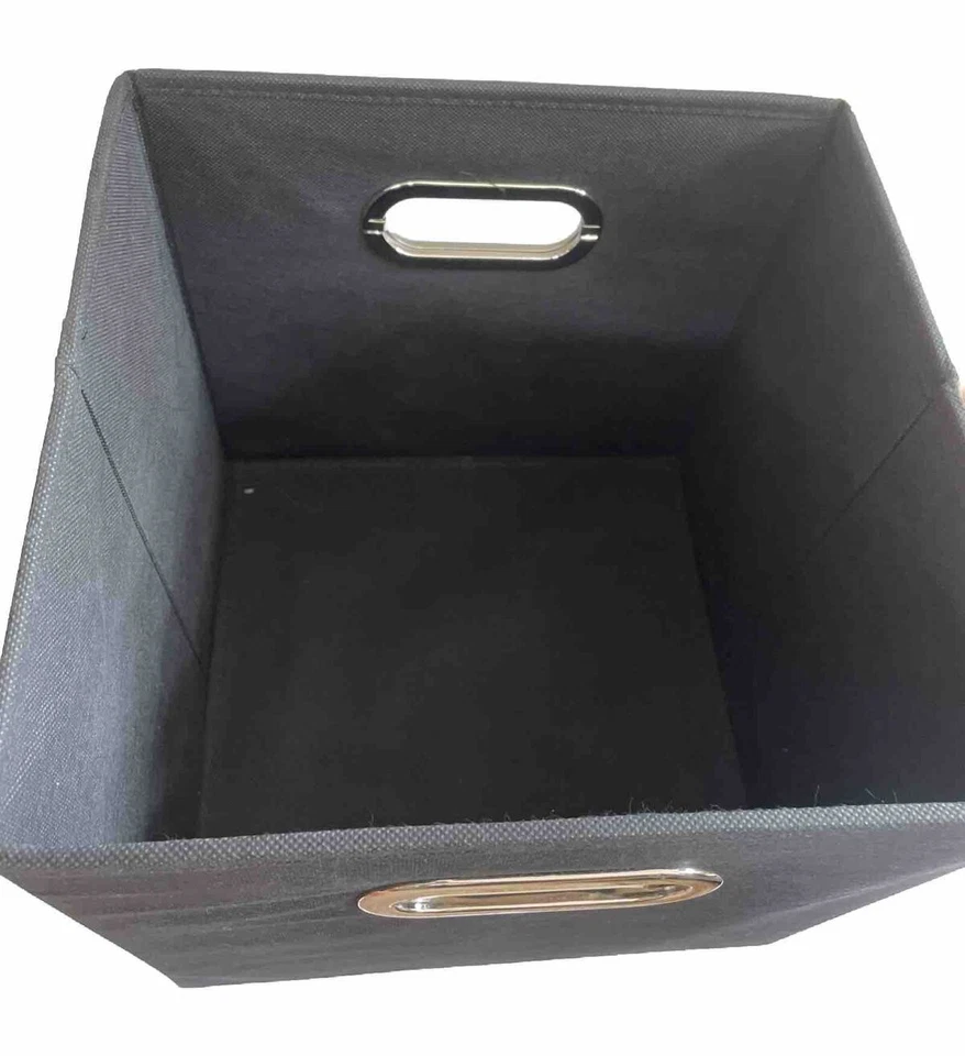 Household Essentials Storage Cube Fabric Metal Handle Opening Removable Lids Blk - Image 4 of 4