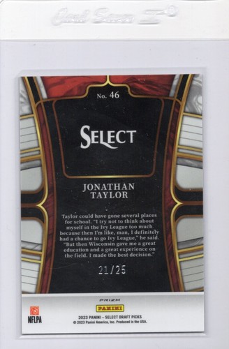 2023 Panini Select Draft Picks Red Green Squares Prizm #46 Jonathan Taylor 21/25 - Picture 2 of 2