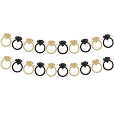 KatchOn Black and Gold Engagement Ring Banner - 10 Feet Pre-Strung No DIY | B...