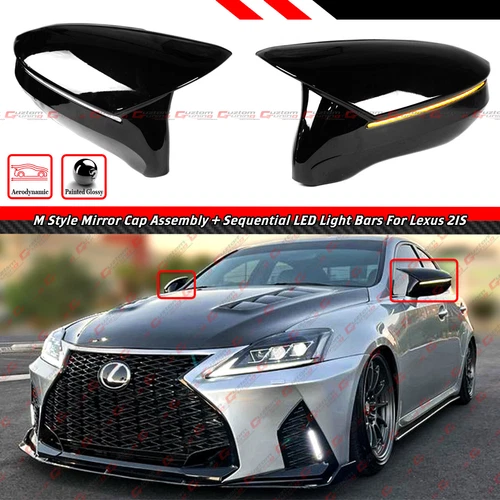 FOR 2006-08 LEXUS IS250 IS350 ISF M STYLE MIRROR CAP ASSEMBLY W/ SEQUENTIAL LED