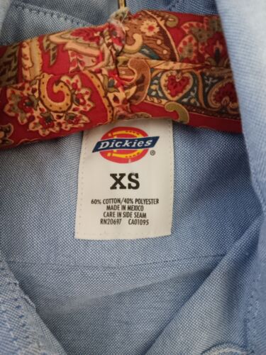 Dickies Women's Oxford Shirt Size XS Light Blue Business Casual Collar - Picture 2 of 3