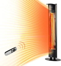 EAST OAK 1500W Patio Tower Heater Waterproof Indoor Outdoor Electric Heater, Blk