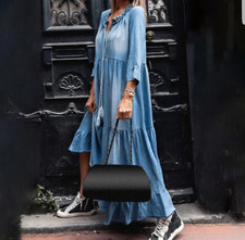 WOMENS JEANS WOMENS LONG DRESS DRESS
