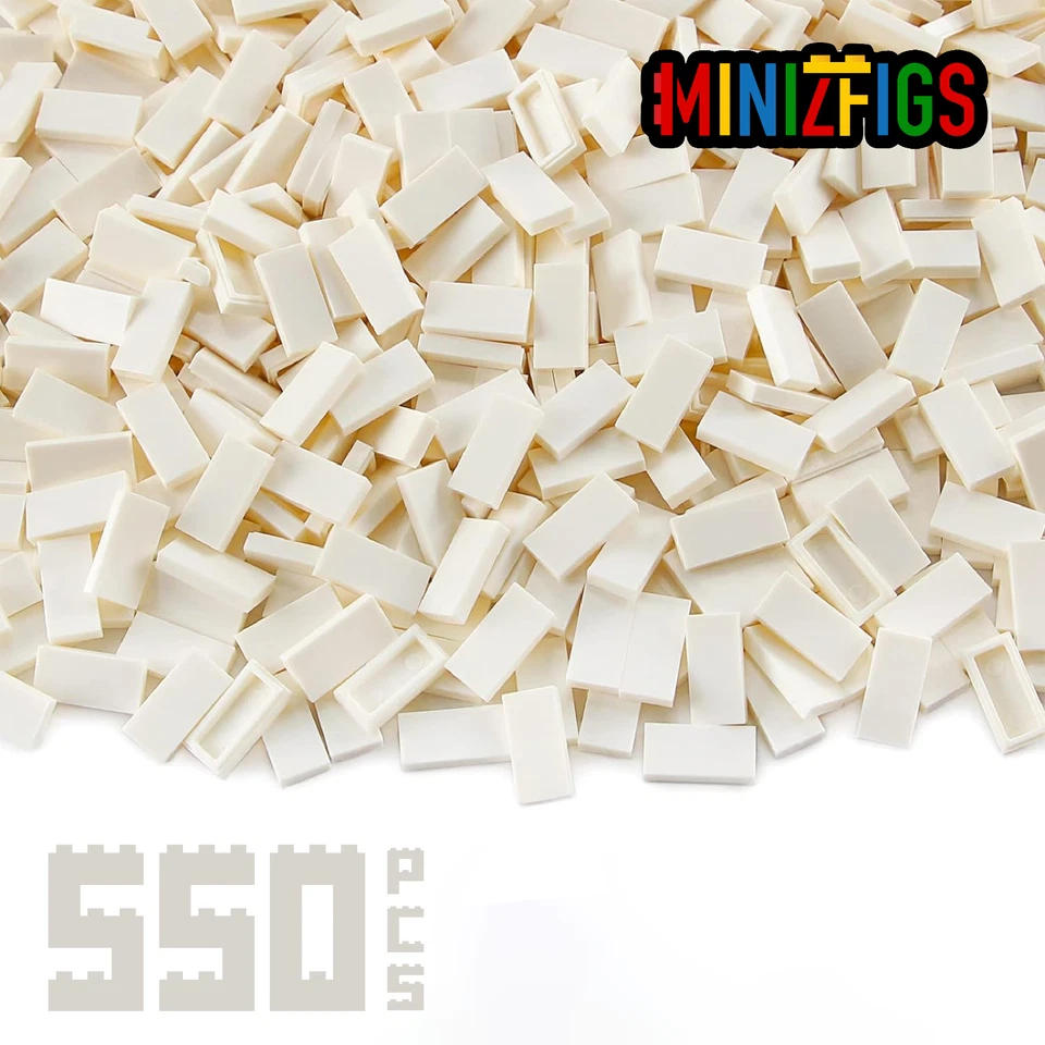 Minizfigs 1x2 Tiles 550 PCS Building Toy Brick 3069 Parts & Pieces Bulk Set - Image 3 of 4