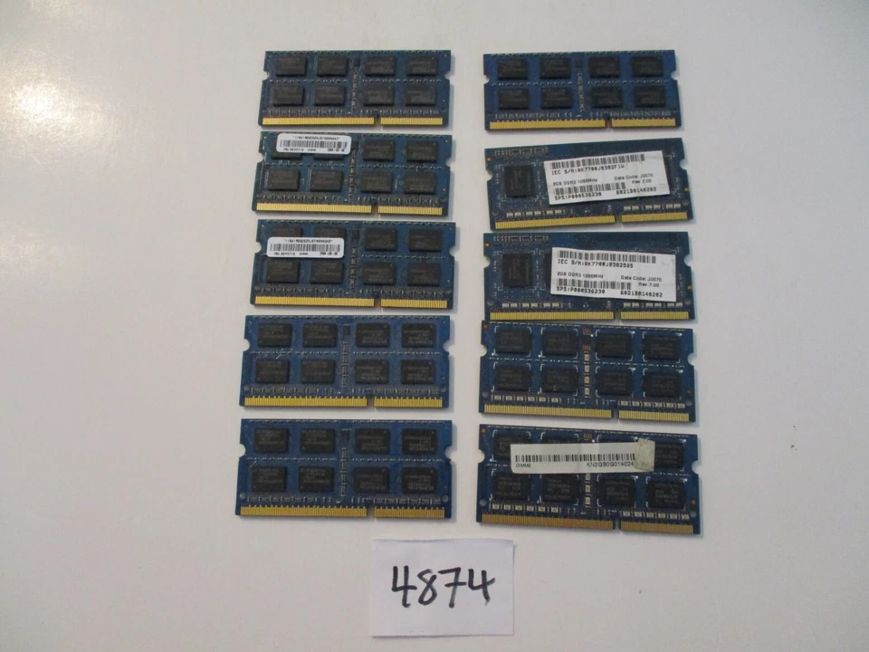 Elpida+Hynix 10x2Gb=20Gb PC3-8500 1066Mhz DDR3 SO-DIMM Laptop Memory RAM (4874) - Image 2 of 2