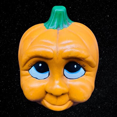 Fall Creek Ceramics Anthromorphic Orange Green Stemmed Pumpkin 4 T 3 W