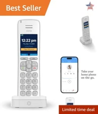 White Cordless Phone with Caller-ID and HD Voice Quality - Works with Telo VoIP