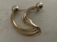 Vintage 1940’s - MCM Gold Tone Abstract Swirl Large Statement Pin Brooch