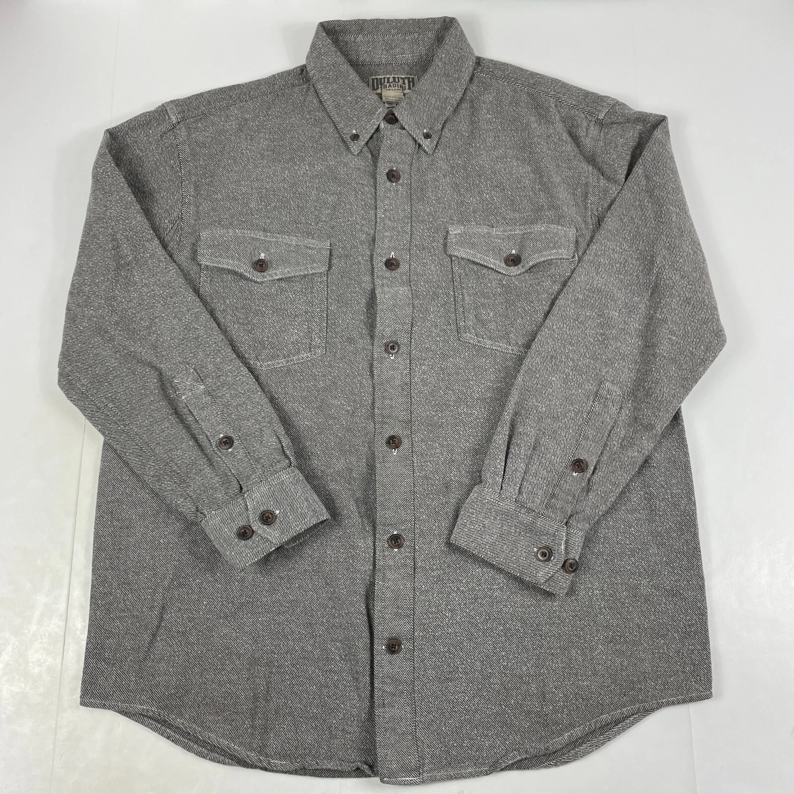 Duluth Shirt Mens Large Gray Flannel Long Sleeve Button Down Hiking Outdoors