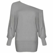 Womens Batwing Baggy Top Jumper Jersey Ladies Long Sleeve Plain UK 8-26 