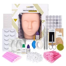 Eyelash Extension Kit, with Mannequin Head Practice Exercise Set, Training La...