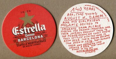 ESTRELLA DAMM BARCELONA Canadian BEER COASTER MAT SOUS-BOCK
