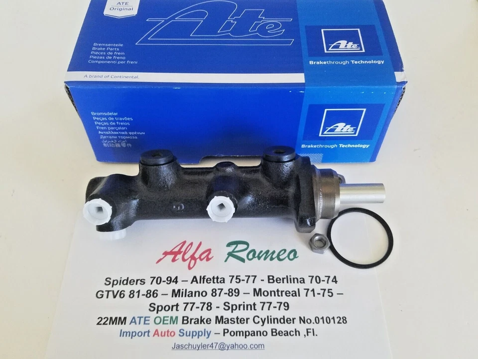 Cilindro maestro de freno Alfa Romeo Spider, GTV, GTV-6, Berlina Milano OEM ATE- 22 mm Foto 2 de 4