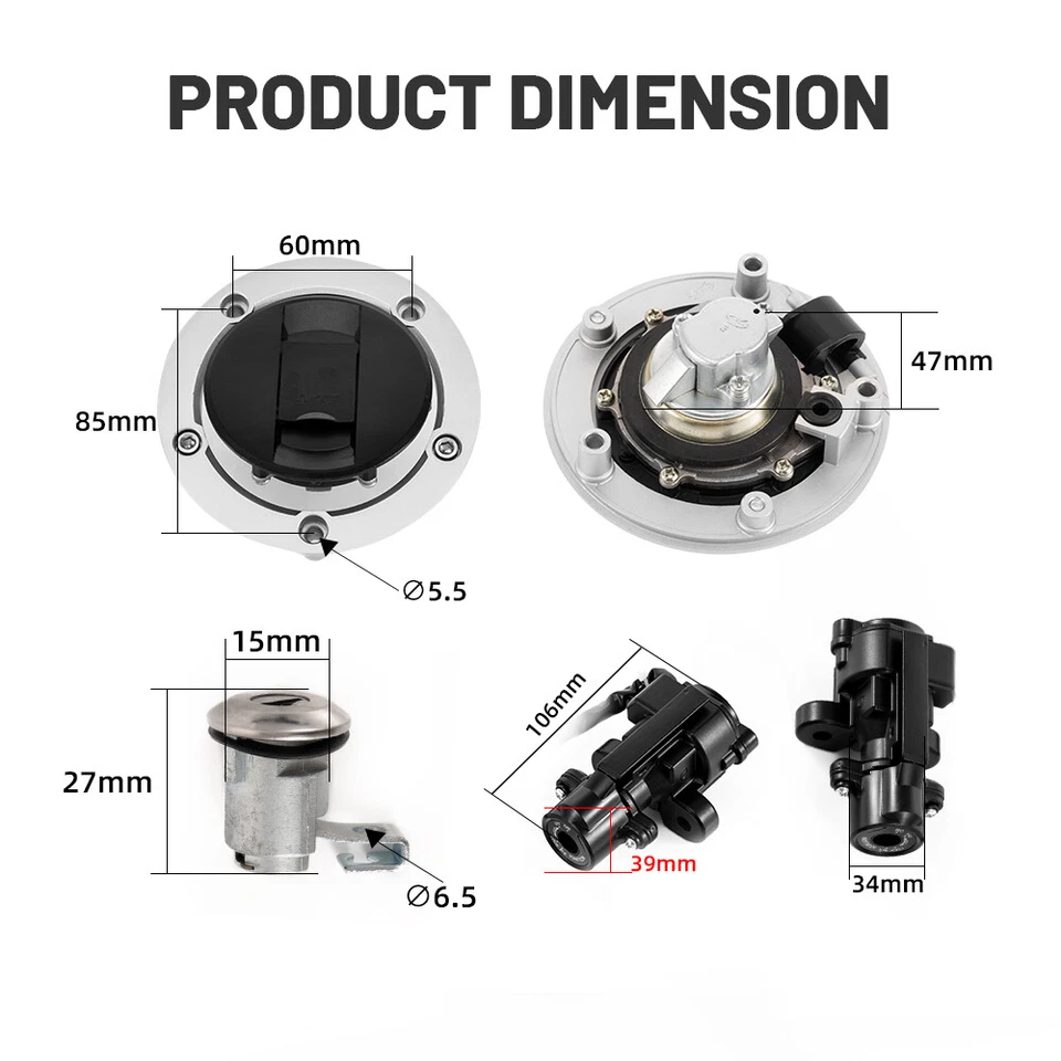 For Suzuki GSXR 1000 750 Fuel Gas Cap Seat Lock Keys Ignition Switch 2005-2018 - Image 2 of 4