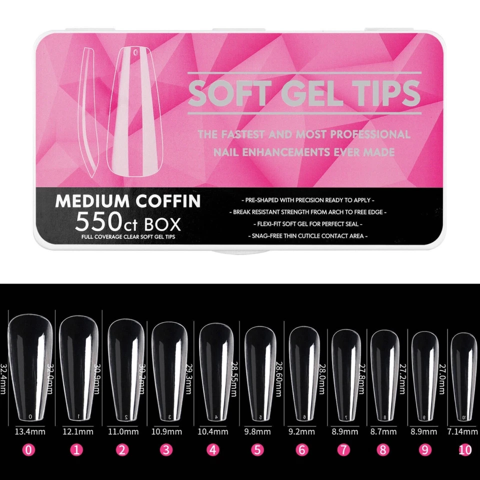 500Stück Künstliche Nagel Tips, 4 Größen Nageltips,Full Cover Soft Gel Tips - Bild 3 von 4