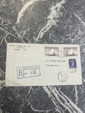 VINTAGE COVER ENVELOPE PROP STAMP MAIL 1950s GIBSONS CANADA SURE LUMBER