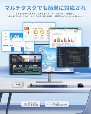 NiPoGi Mini PC N97 8GB 256GB SSD Win11 Pro 4K Dual Display WiFi5