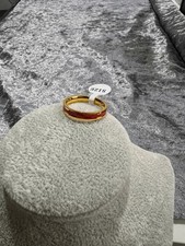 Ring vergoldet Bandring mit rotem Streifen/Ei...