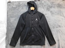 Jordan Jacket Boys Large 12-13 YRS Black Hooded Fleece Lined Full Zip Athletic