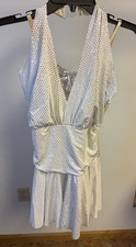 Dance Costume Gallery Adult Medium White Silver Halter Polkadot
