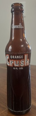 Vintage  Amber Brown Glass ACL Orange Crush 10 Oz. Soda Bottle