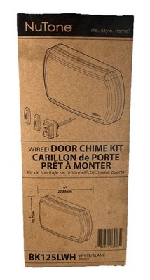 NuTone BK125LWH Wired Door Chime Kit White 2 Note 16V Transformer New-Open Box