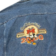 Y2K Disney World Mickey Mouse 2000 Denim Jean Jacket Embroidered Large