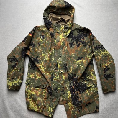 VTG 1994 German Flecktarn Camo Gore Tex Style Rain Parka Jacket 48/50 Bundeswehr