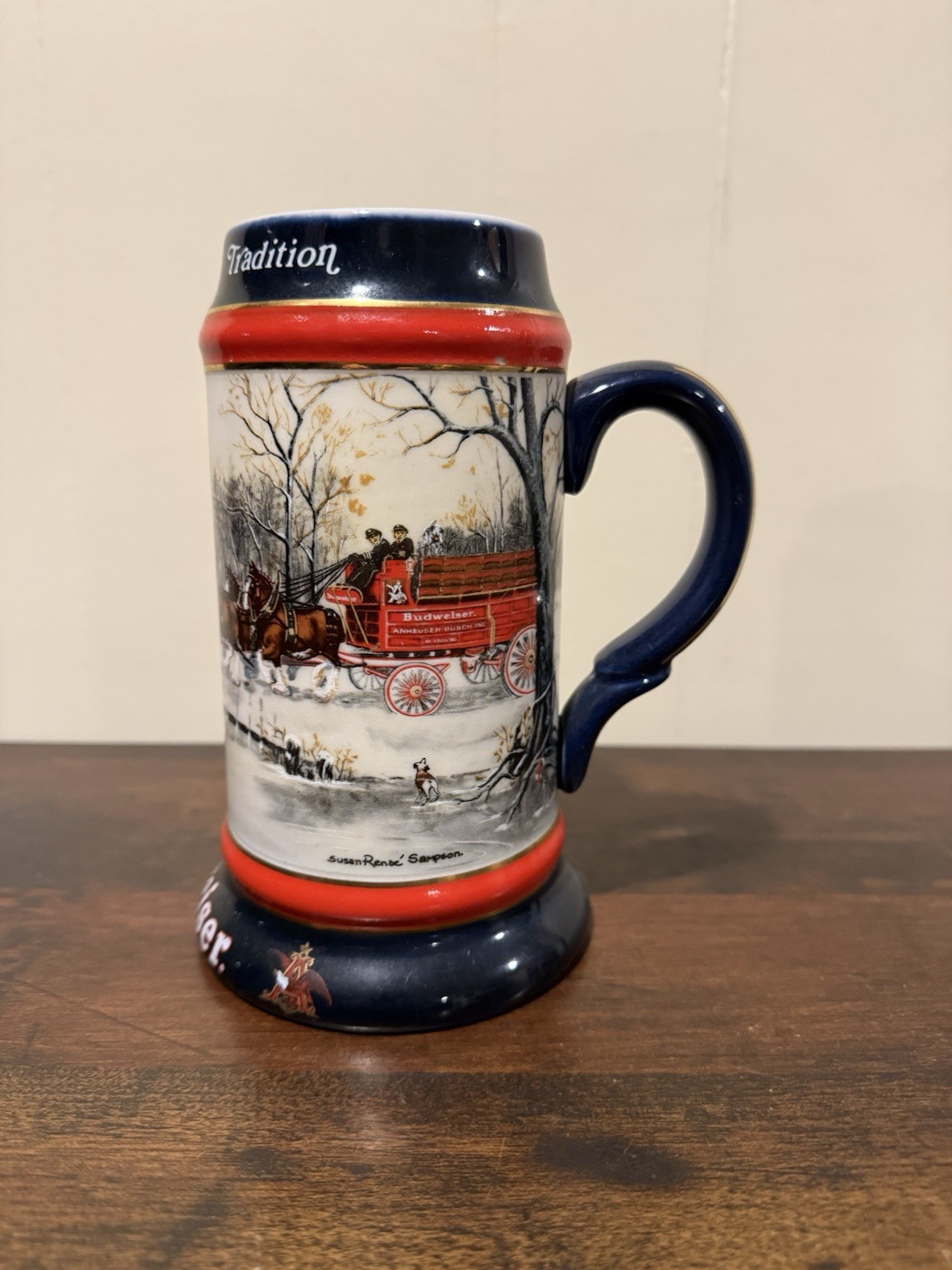 Lot of 3 Vintage Budweiser Holiday Christmas Beer Steins 1990-192 Clydesdales