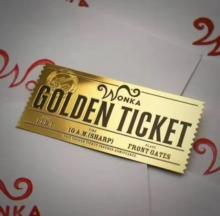 WILLY WONKA Replica Golden Ticket Charlie Chocolate Factory Movie Prop Gift