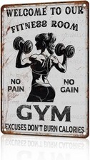 Vintage Gym Tin Metal Signs Home D cor 8x12 Welcome To Our Fitness Room Workout