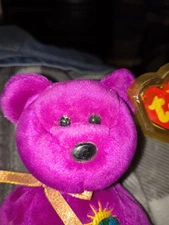 Ty Beanie Babies Millennium Bear Plush Toy - Purple