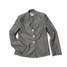 Carlisle Wool Silk Blend Blazer Jacket Front Patch Pocket Gray SZ 8