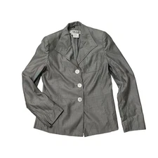 Carlisle Wool Silk Blend Blazer Jacket Front Patch Pocket Gray SZ 8