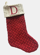 D Christmas Stocking Monogram Initial Letter Cable Knit Red White Kohls Chunky