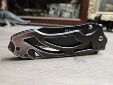 Ruko RUK0165 Black Rescue Folding Pocket Knife Vented Handle Combo Stainless