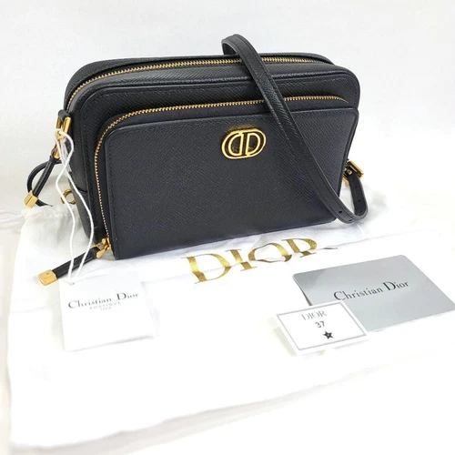 Sac à bandoulière en cuir noir Christian Dior Caro Grade