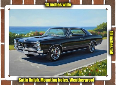 Metal Sign - 1966 Pontiac GTO Oil Painting - 14x10