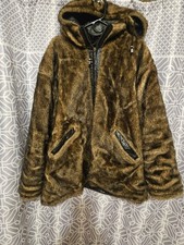 Fur Reversible Jacket Full Zip Leather Mens S...