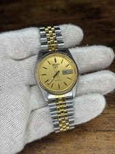 Seiko 5 Gold Sunburst Dial Day/Date 7009-3110 Automatic Watch Working Good Cnd