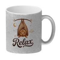 Glitzer-Kaffeebecher Fledermaus - Tasse Mit HäNgender Fledermaus Mit Spruch: