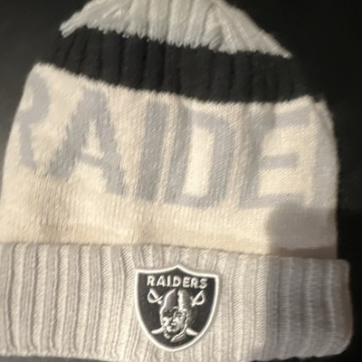 Oakland Raiders NFL Football Knit Beanie Hat Pom Gray/White/Black One Size