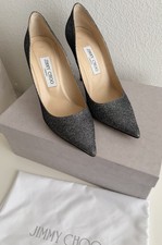 Pre-owned Jimmy Choo Abel Heels Silver Lame glittered woven pumps Size 38